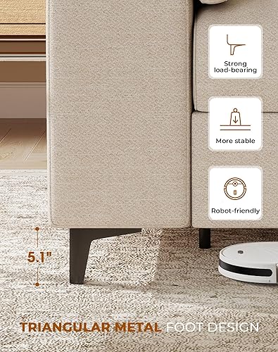 Miniatura 8 de Sofá moderno de 71.25 pulgadas para sala de estar, sofás de asiento profundo con cojín de 8 pulgadas, cómodo sofá biplaza de felpilla de 2 plazas