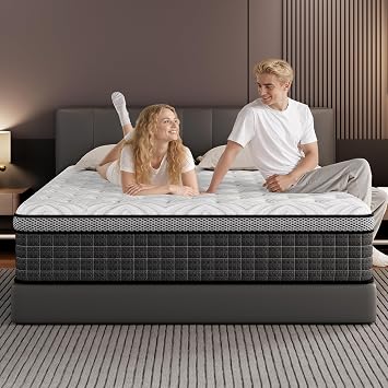 Queen Mattress 12 Inch, Hybrid Mattress in a Box with Motion Isolation Memory Foam & Pocket Springs for Pressure Relief, CertiPUR-US Certified, Medium Firm