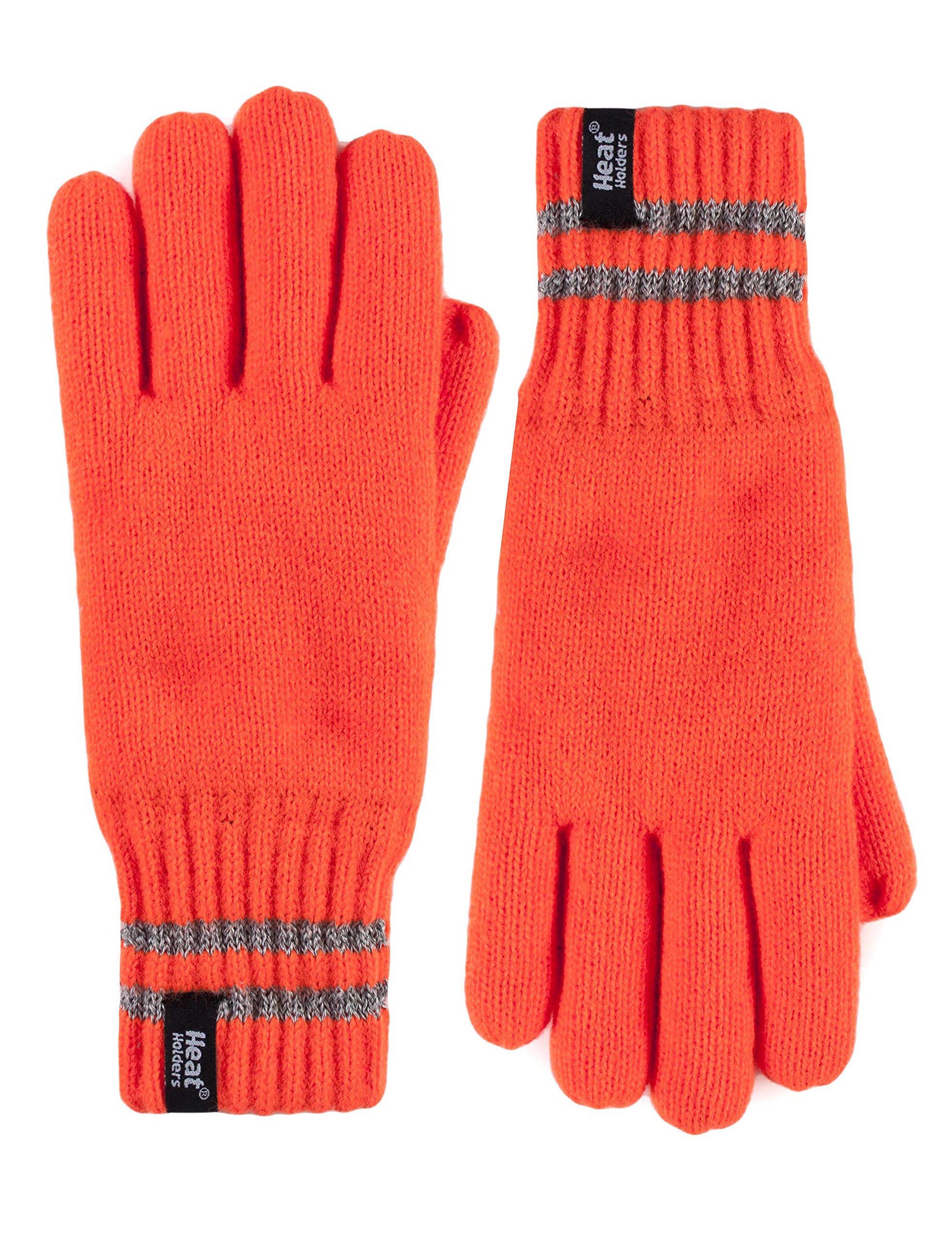 Heat Holders Men's Hi-Vis Orange - Hi-Vis Reflective Outdoor Thermal Winter Knitted Gloves (S/M, )