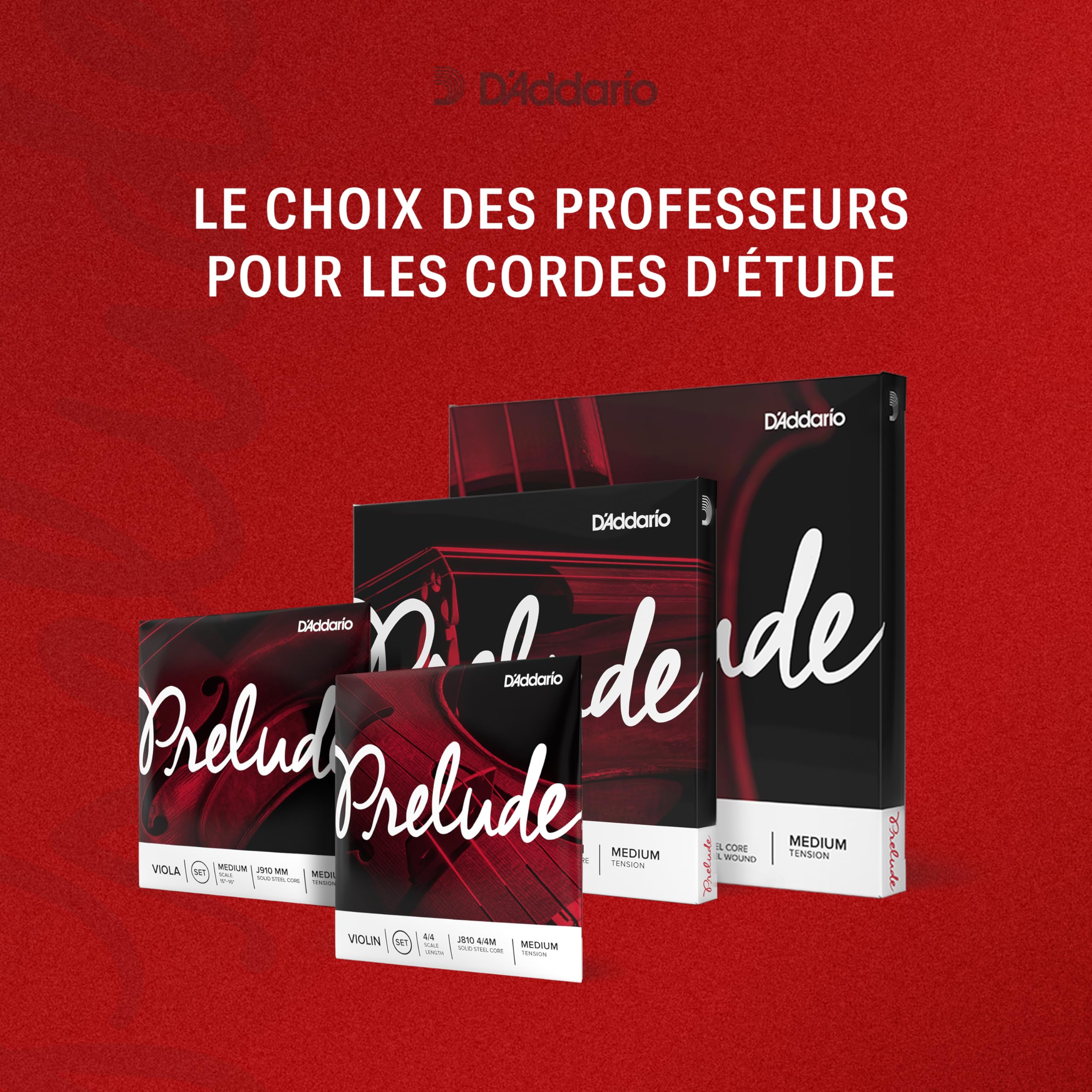 D'Addario Bowed Jeu de cordes pour violoncelle D'Addario Prelude, manche 1/8, tension Medium