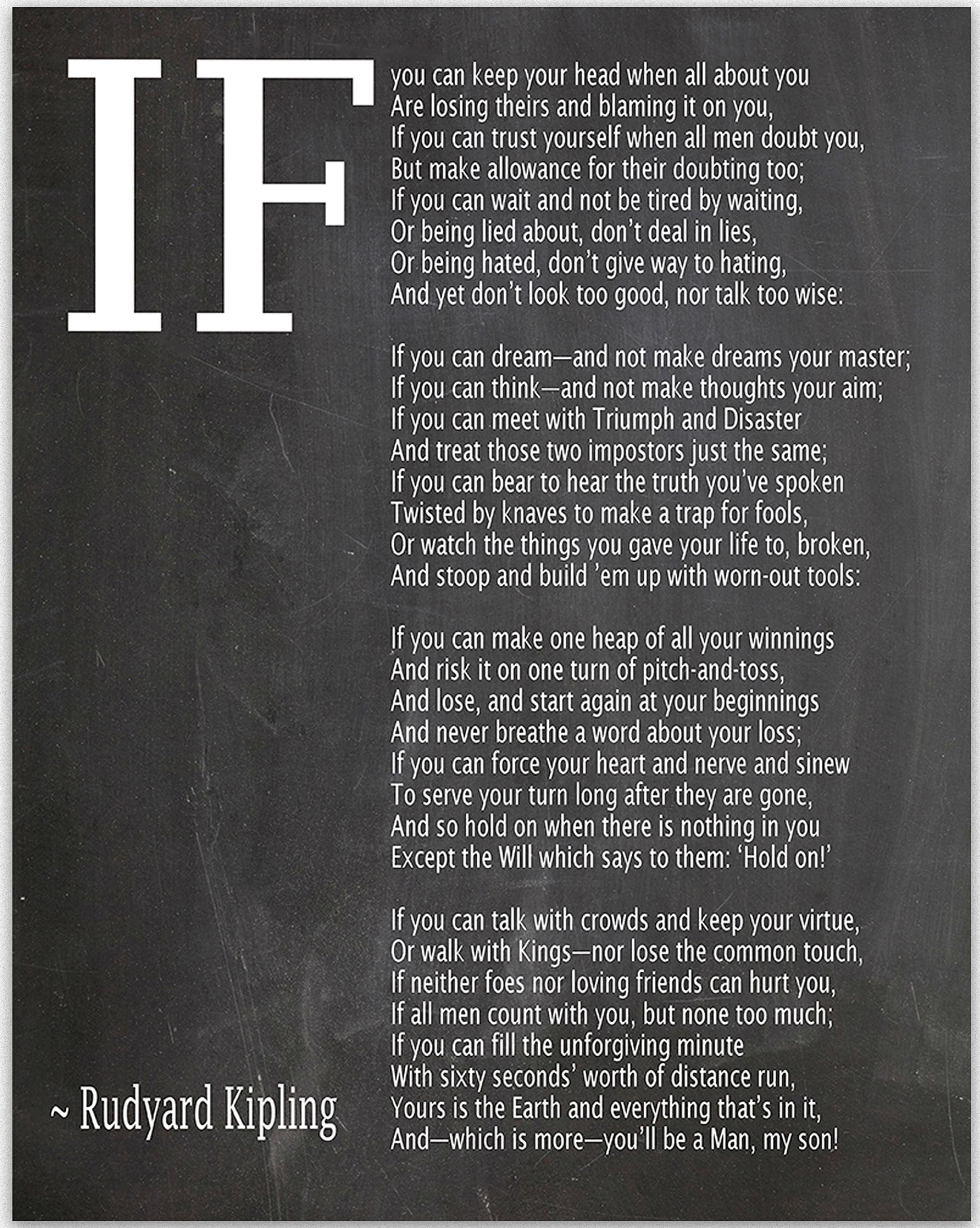 IF Poem by Rudyard Kipling Art Print - If by Kipling (5 x 7, Chalkboard Black)