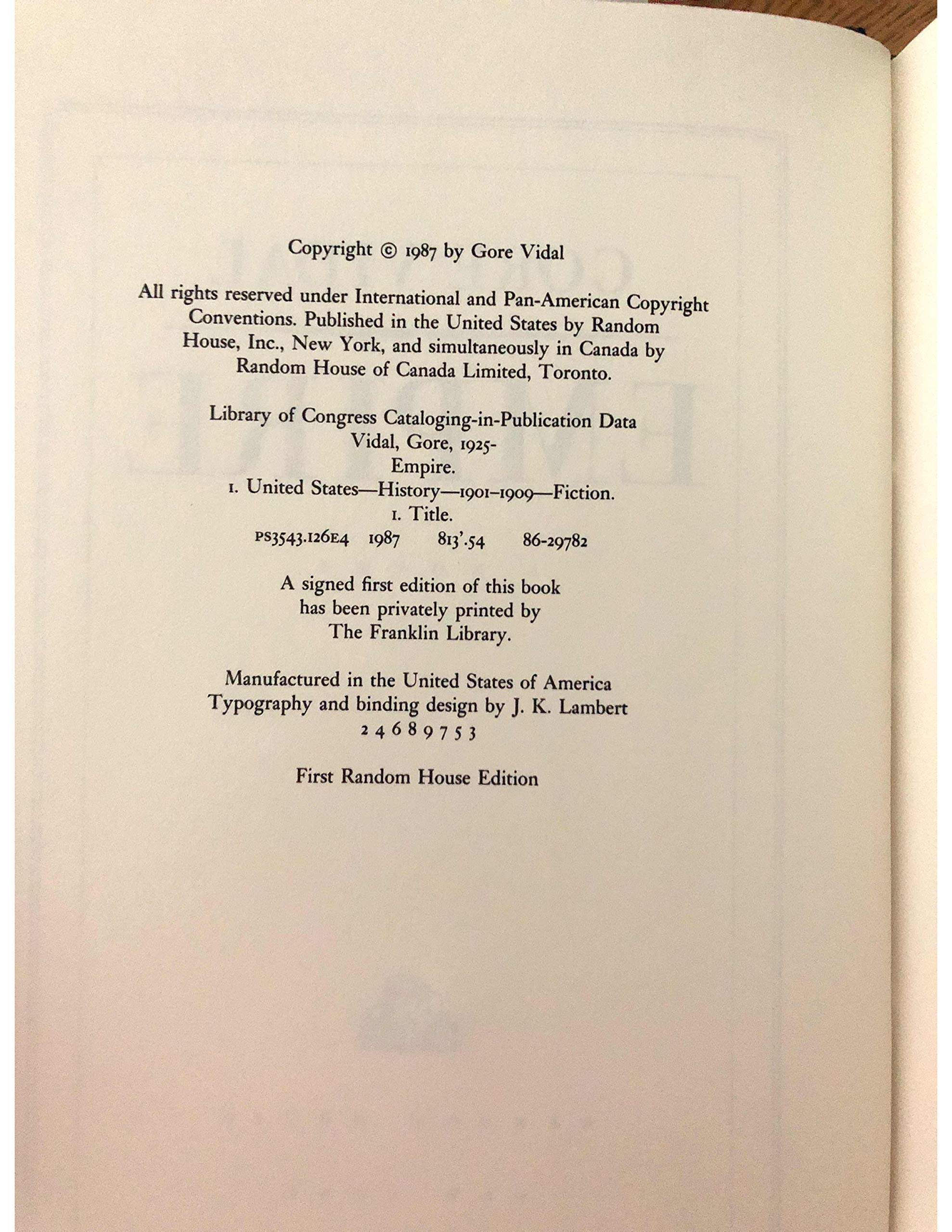 Empire: A Novel Vidal, Gore - PT02