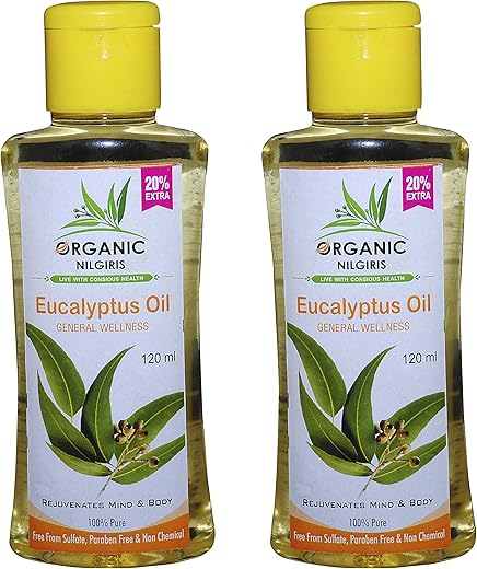 ORGANIC NILGIRIS – Live with Radiant Heath Eucalyptus Oil Natural and Pure Nilgiri thailam, Neelgiri tel for sinus pain relief cold cough natural sanitizer, (EUCALYPTUS…