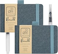 Vista 13 de Cuaderno de Bocetos de Acuarela, 5.5" x 5.5" Libros de Bocetos Artista Cuaderno de Papel de Acuarela de Algodón, Cubierta de Lino con Pluma de Agua