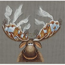 PANNA - Counted Cross Stitch Kit - Christmas Moose - ZM-7103-16 Count - Aida - 12.99 x 11.02 inch - DIY kit