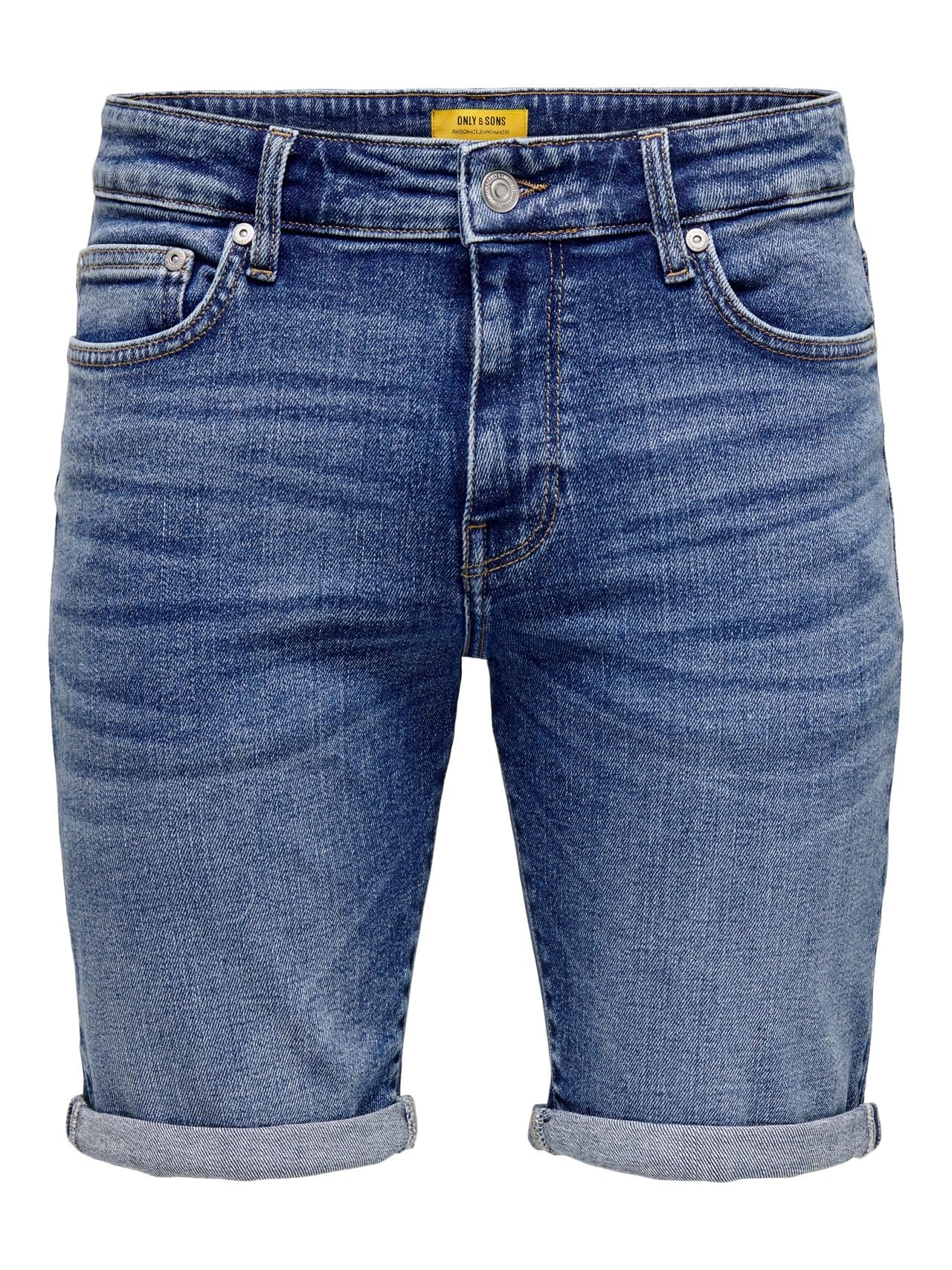 ONLY & SONS Herren Jeans Shorts ONSPly Denim Bermuda mit Aufschlag 22028773 Dark Blue Denim L