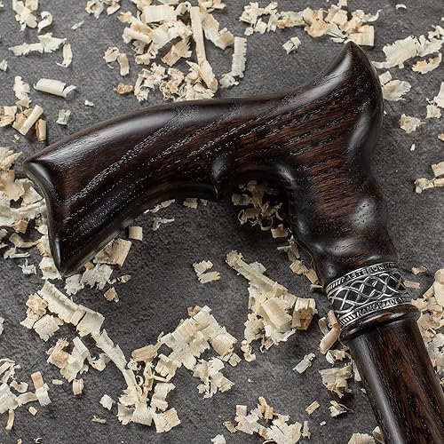 Miniatura 7 de Asterom Bastón de caminar extra alto hecho a mano para hombres, bastón ergonómico de madera tallada elegante, 39 pulgadas (nogal clásico)