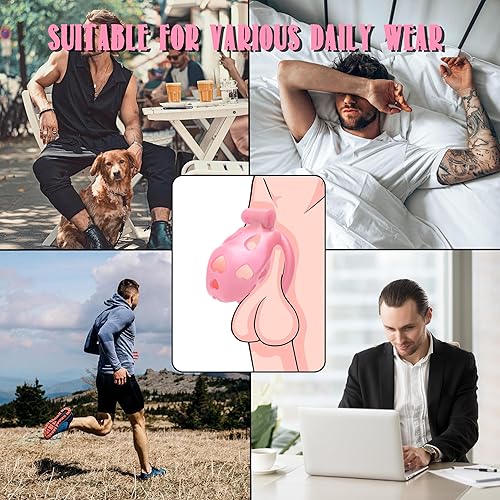 Miniatura 12 de FYJENNICC Love 1.0 - Jaula de castidad – Dispositivo de castidad masculina de resina ligera con bloqueo invisible, equipo de bondage para hombres