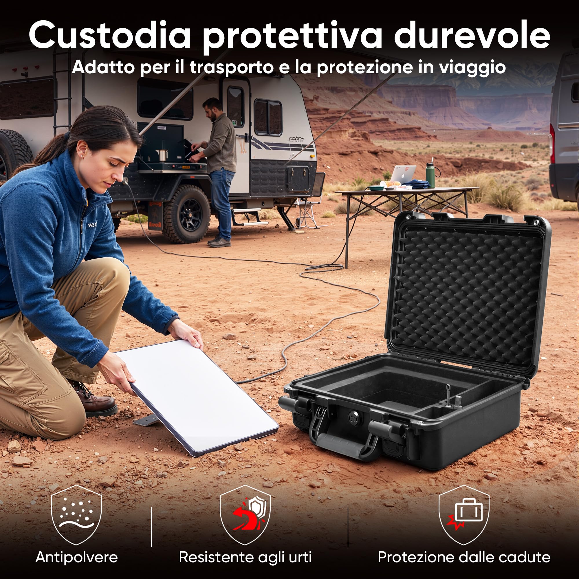Lekufee Custodia rigida impermeabile per Starlink Mini Kit, custodia protettiva IP67 con inserto in schiuma EVA personalizzata, adatta per piatti, adattatori, cavi e accessori, custodia da viaggio