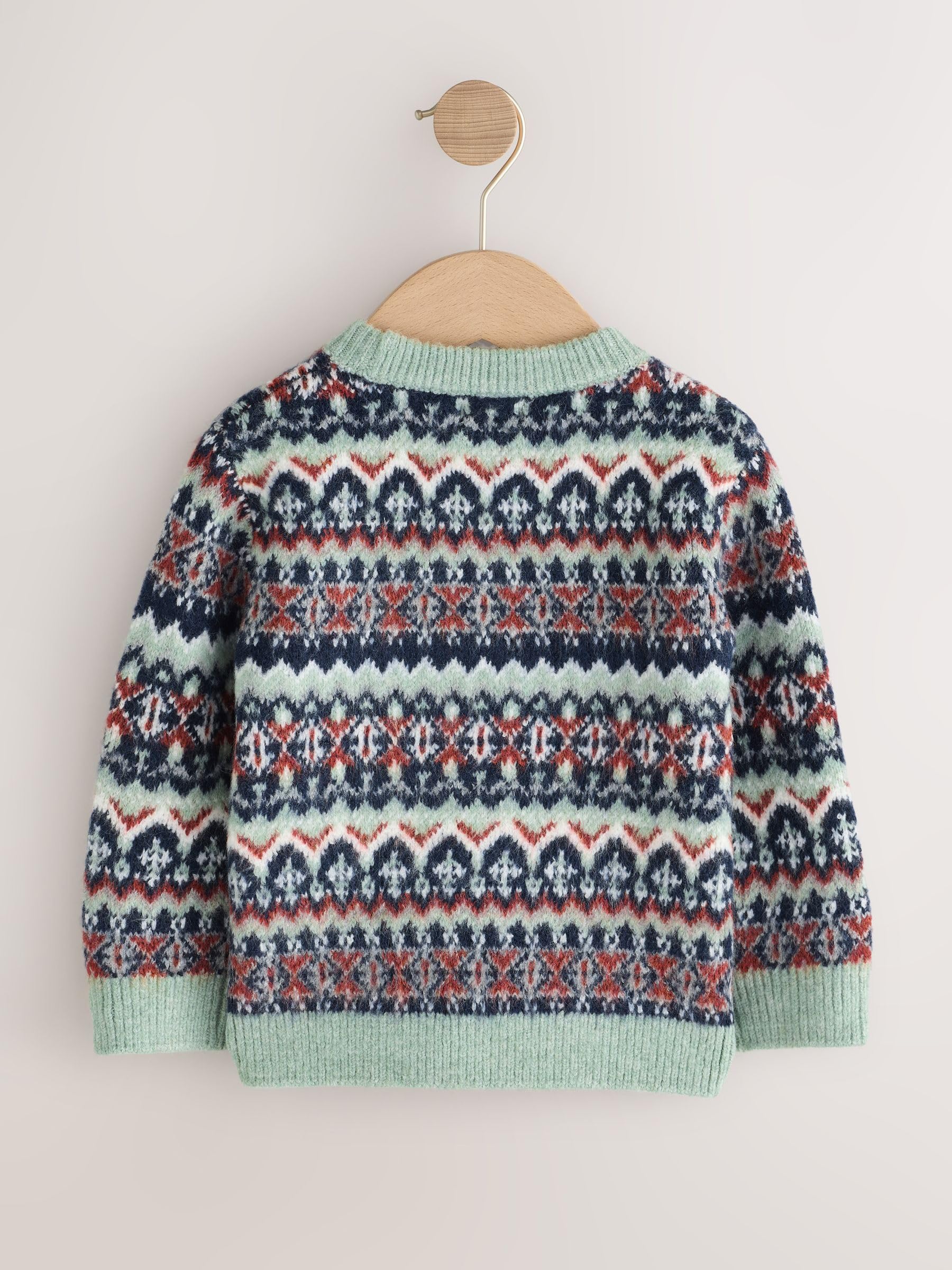 NEXT Garçon Pull Ras du Cou en Maille à Motif Jacquard