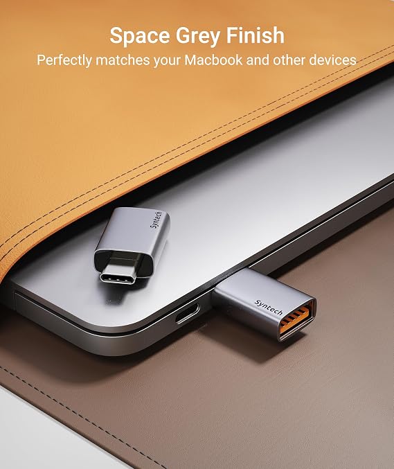 Syntech USB C to USB 3.2 Adapter (2 Pack), 10Gbps USB 3.2 Gen 2 Fit Side by Side & USB C to USB Adapter (2 Pack)-Space Gray