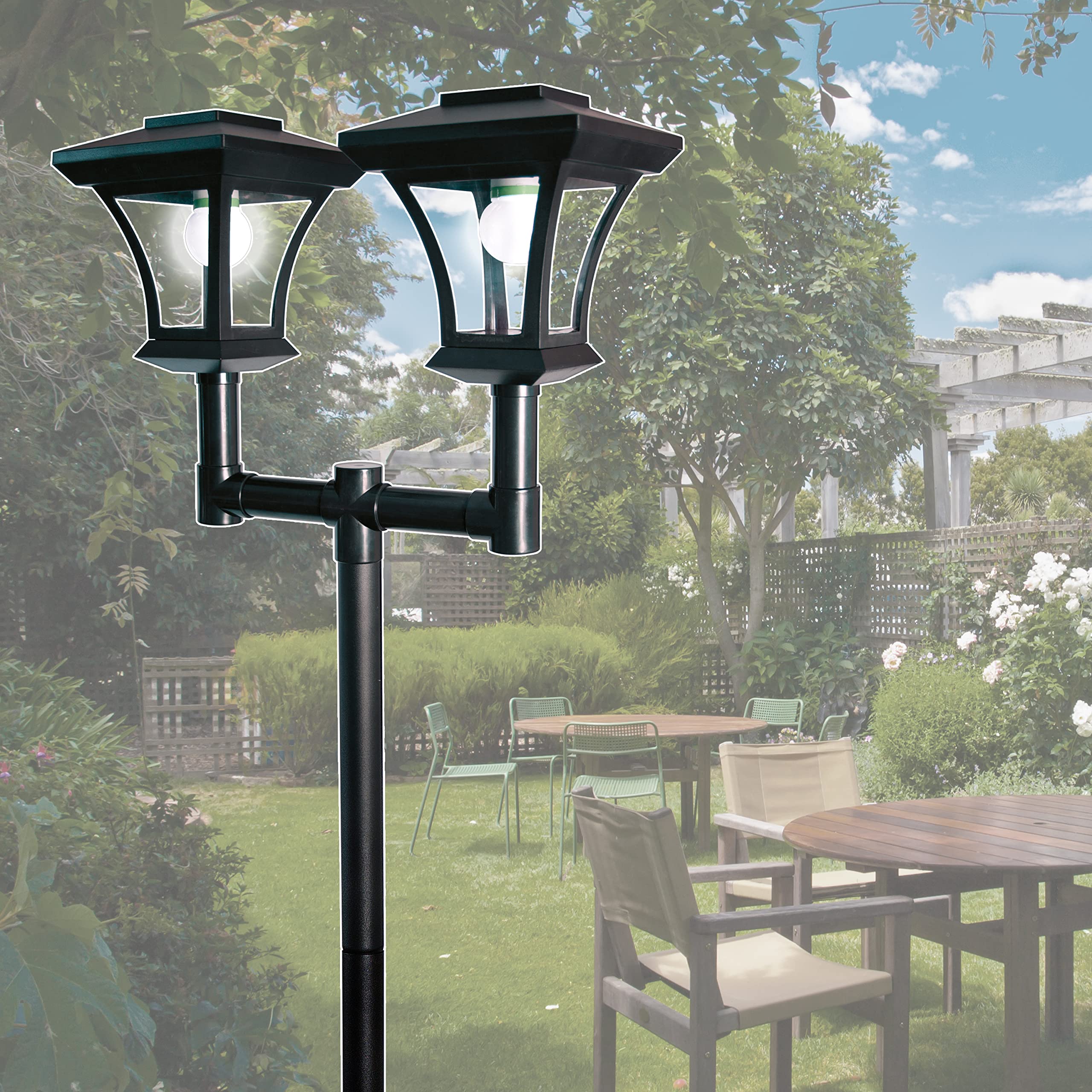 GardenKraft 19510 - Lampada da Giardino a energia Solare, 1,7 m di Altezza, Illuminazione Decorativa per Esterni, 12 luci LED Bianche Luminose, Resistente alle intemperie