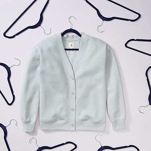 Miniatura 3 de Tienda Basics Perchas delgadas de terciopelo, antideslizantes, color azul marinoplata, paquete de 50