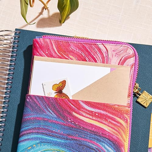 Miniatura 10 de Erin Condren Paquete de planificación premium, diseño de asteriscos de rubor de cuero vegano con cremallera, funda multiusos con cremallera para