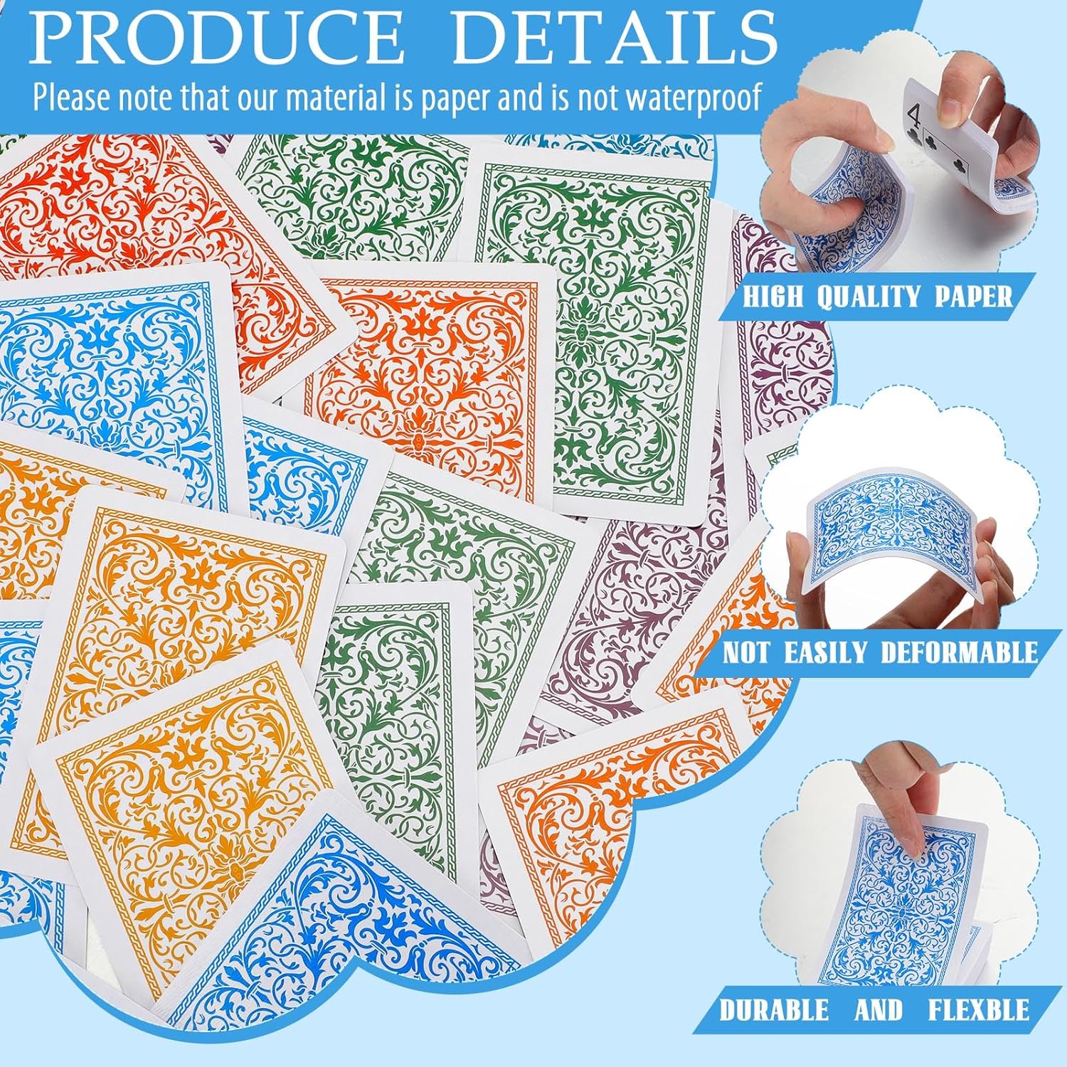 Zubebe 24 Pack Decks of Nertz Card Game Bulk Standard Playing Cards Mandalas Theme Playing Card Multiplayer Solitaire Cards Compatible with Poker, Blackjack, Rummy, Go Fish, Bridge (6 Mixed Color)