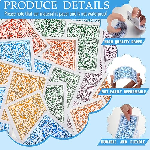 Miniatura 3 de Zubebe Paquete de 24 cartas de juego de cartas Nertz a granel de tamaño grande en colores vibrantes, juego de póquer de índice jumbo para niños