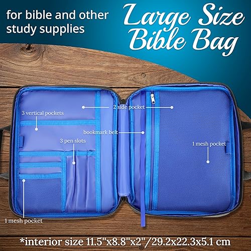 Miniatura 2 de DEHITE Fundas para la Biblia para mujeres y hombres, tamaño grande, bolsa XXL para Biblia para libros de hasta 11.4 x 8.85 x 1.9 pulgadas, bolsillo