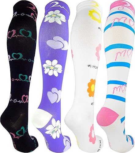 Miniatura 2 de 4 pares de calcetines de compresión graduados pequeños y medianos, de calidad premium, de colores de calidad superior, 15 a 20 mmHg. enfermeras,