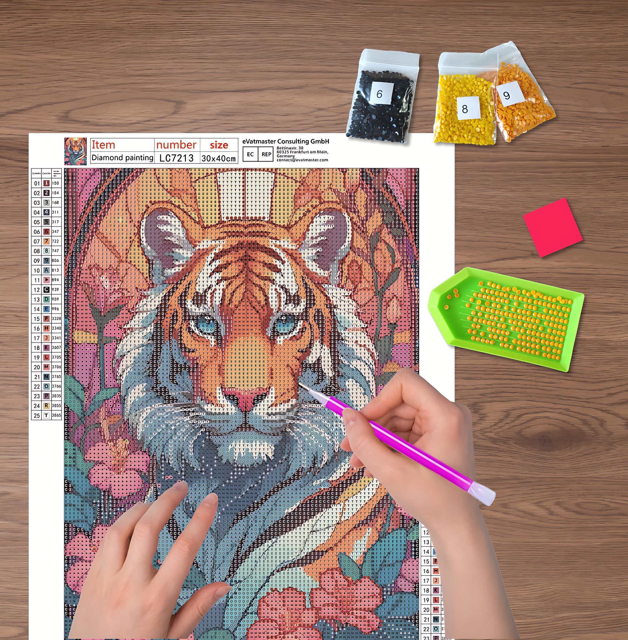 Kit De Peinture Diamant Animaux : 4 Toiles Tigre & Lion, Diamants 5D Et Outils Inclus Pour Décoration Murale DIY - 7