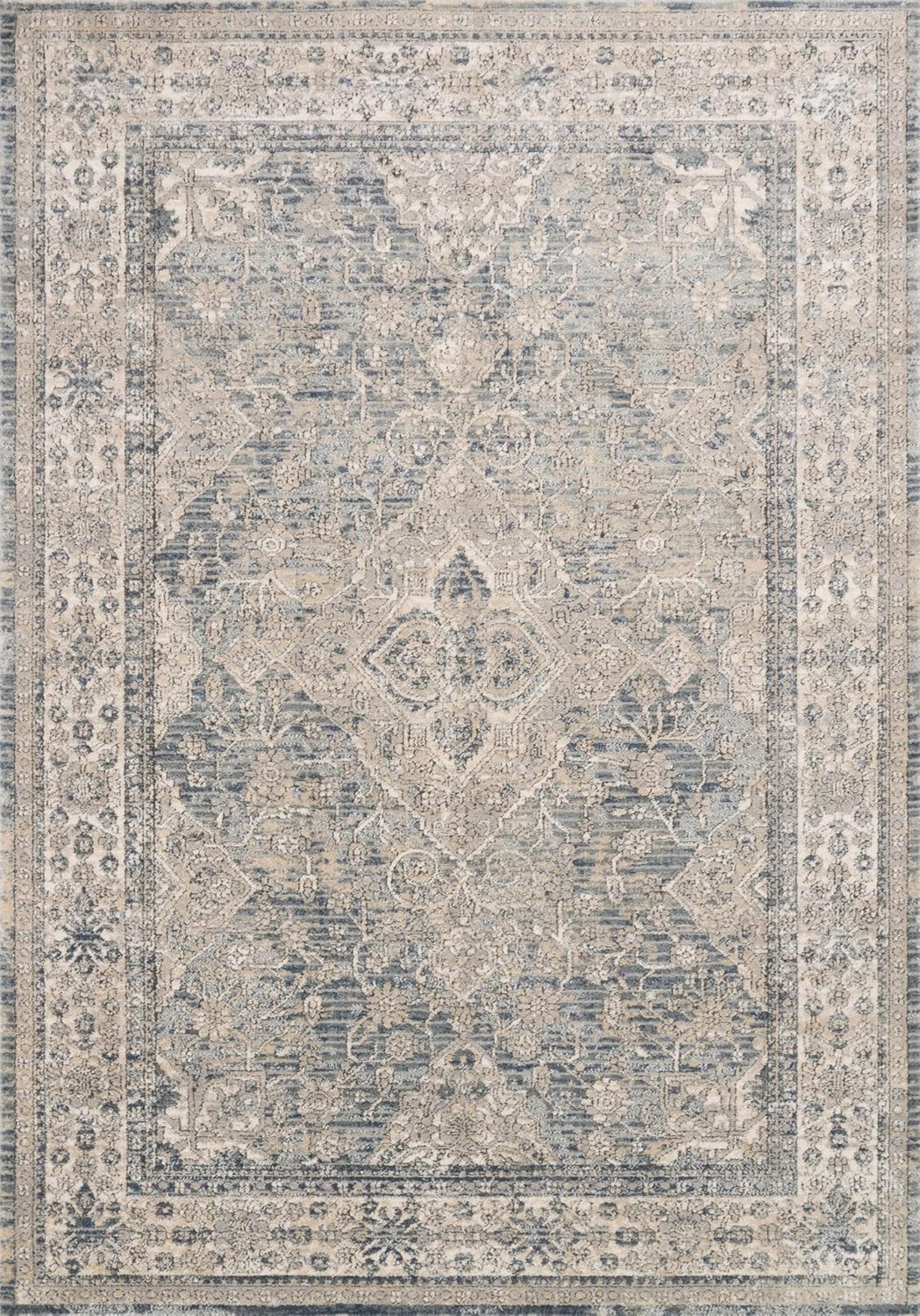 Loloi Teagan Collection TEA-04 Sky/Natural 2'-8" x 13' Runner Rug, Large, Soft Neutral Rug, High-Traffic for Living Room, Bedroom, Home Office, Dining Area