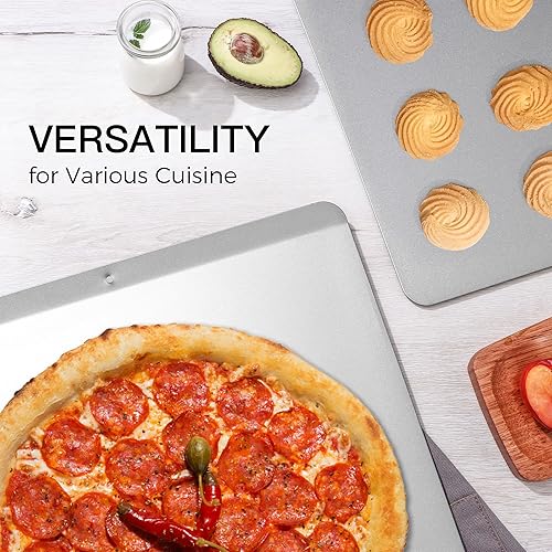 Miniatura 4 de HONGBAKE 2 piezas de bandeja plana grande para galletas sin bordes, bandeja para hornear aislada antiadherente, bandejas de horno comercial para