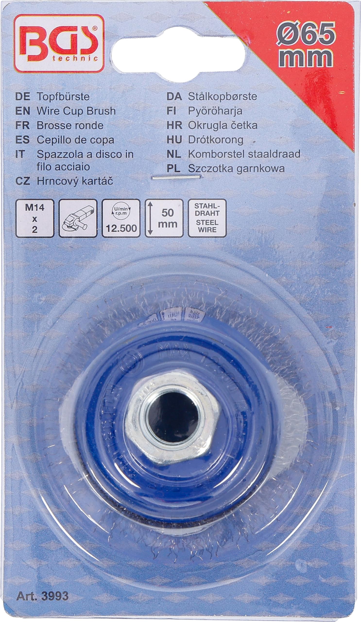 BGS 3993 | Szczotka garnkowa | mocowanie M14 x 2,0 | Ø 65 x 50 mm