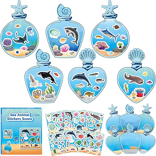 Miniatura 9 de CY2SIDE 12 juegos de calcomanías de arte de escena de animales del bosque de otoño para niños, crea una escena del bosque de otoño con calcomanías