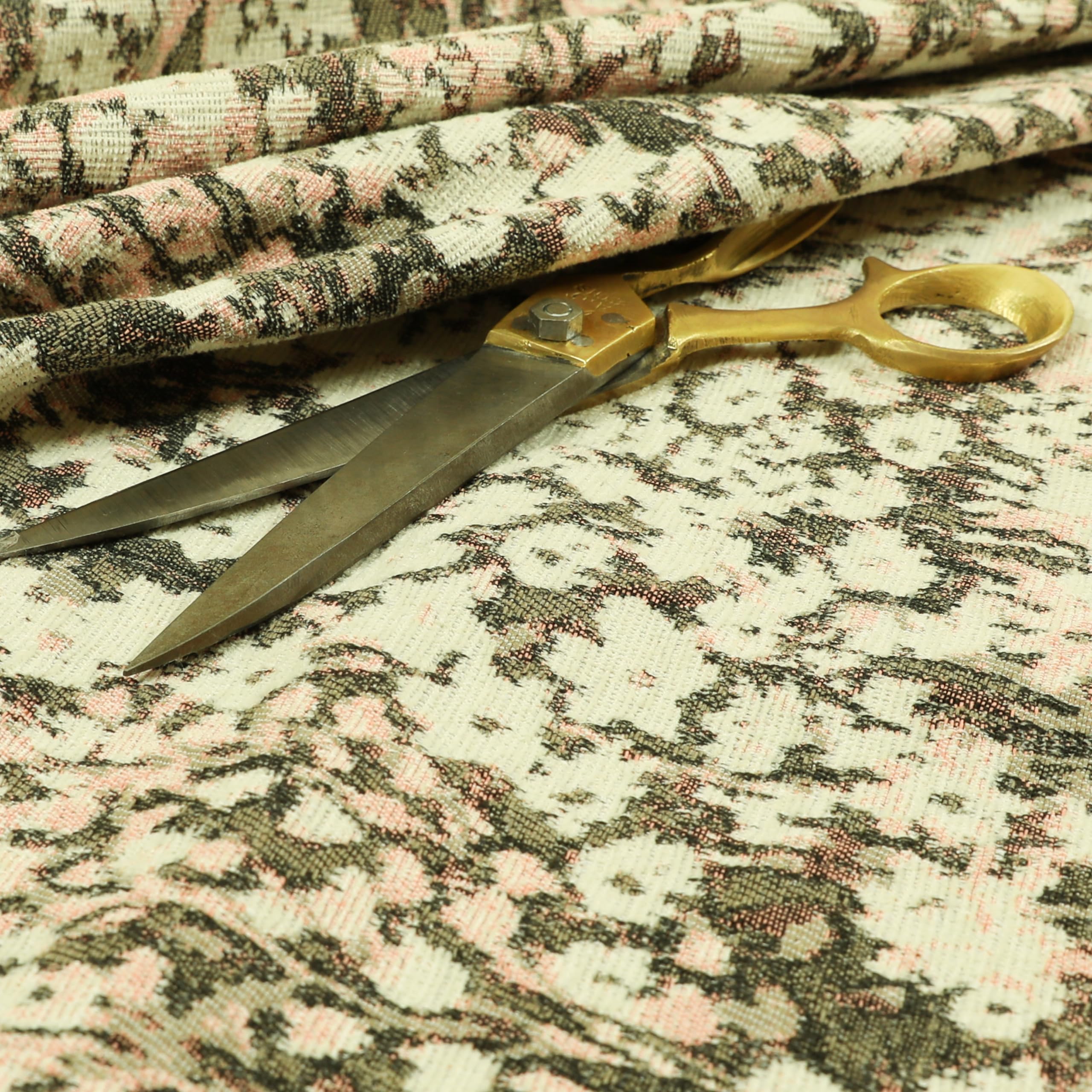 Redbrick Mill Fabrics Flame Retardant Floral Flower Blossom Garden Themed Chenille Fabric by The Metre for Interiors and Upholsteryin Pink Brown Pink (Per Metre)