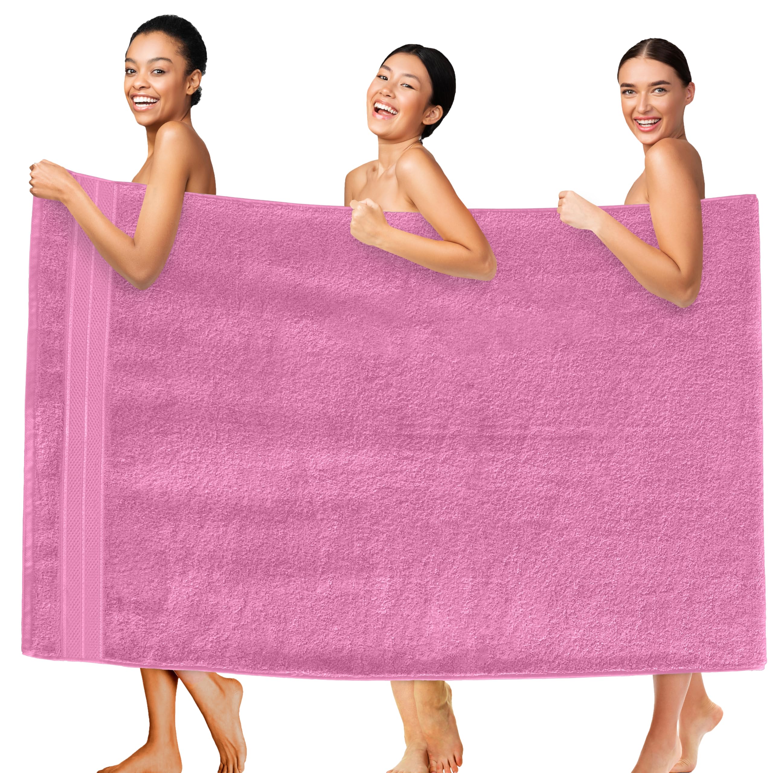 Elegant Comfort Three Line Popcorn Extra Large Luxury Bath Towel - 40" x 80" inch, Premium Hotel Spa Quality 1 Piece Oversized Bath Sheet 100% Turkish Cotton Super Soft Highly Absorbent, Light Pink