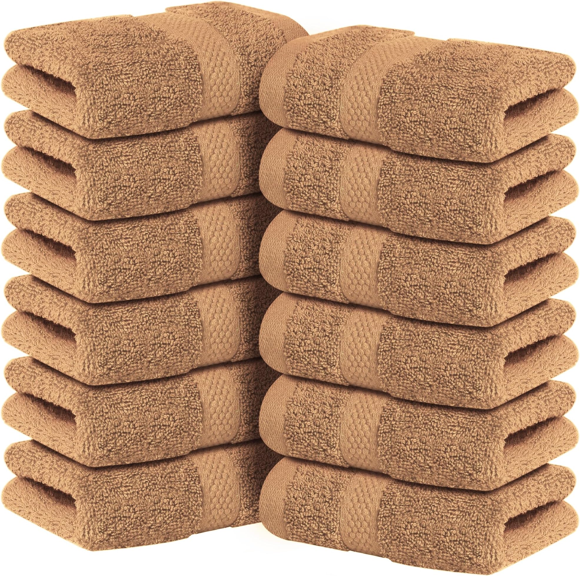 Infinitee Xclusives - 12 Pack Face Cloths |30x30 cm| 100% Cotton Wash Cloths - Ultra Soft & Highly Absorbent Fingertip Towels for Spa, Gym, Hotel & Bathroom |Cosmic Sand|