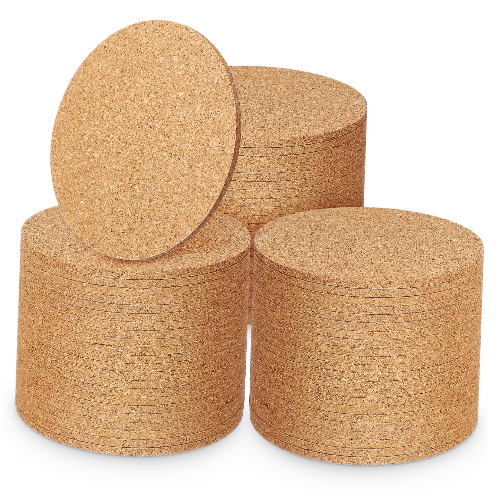 VALICLUD Lot de 100 sous-Verres Ronds en Liège, 90 x 3 Mm, Isolants Thermiques Et Antidérapants pour Tasses, Théières Et Récipients