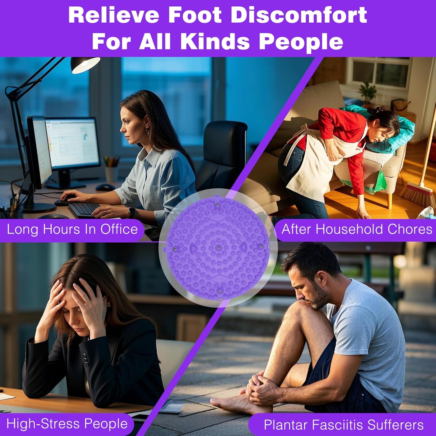 Acupressure Foot Massage Mat – Reflexology Nodes & Magnetic Therapy for Plantar Fasciitis, Heel & Arch Pain, Stress Relief, Circulation & Relaxation, Home & Standing Desk (Grey)