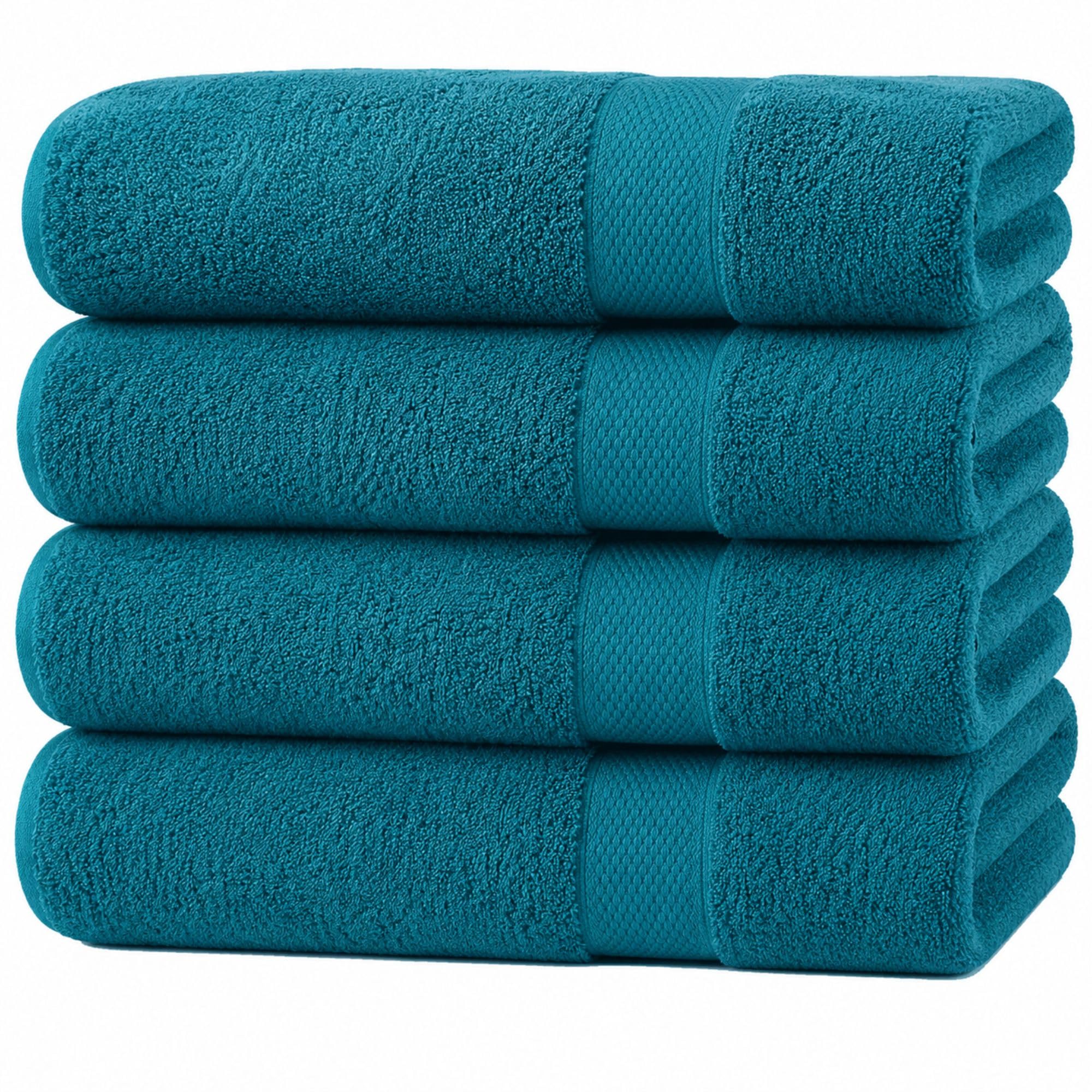 Opulent Dreams Bath Towels Set of 4 – 100% Egyptian Cotton Bath Towels Large 70x135cm – Super Absorbent & Quick Dry, Soft Hotel-Quality Bath Towel Set for Bathroom, Gym & Spa (Teal)