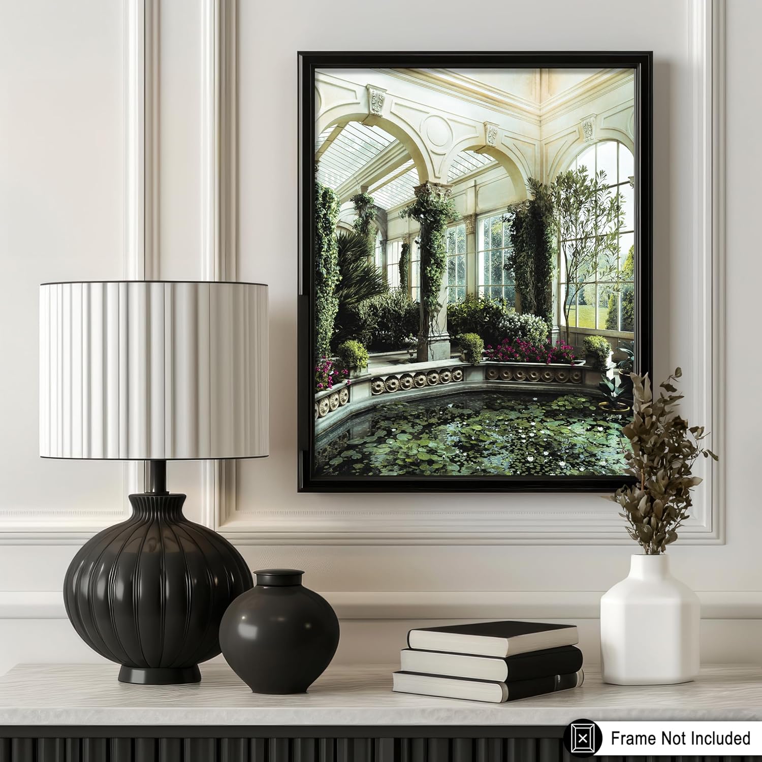 Poster Master Water Lily Pond Poster - Castle Ashby Gardens Print - Orangery Artwork - Photography Art - Conservatory Design - Botanical Illustration - Bedroom or Office Decor - 16x20 UNFRAMED