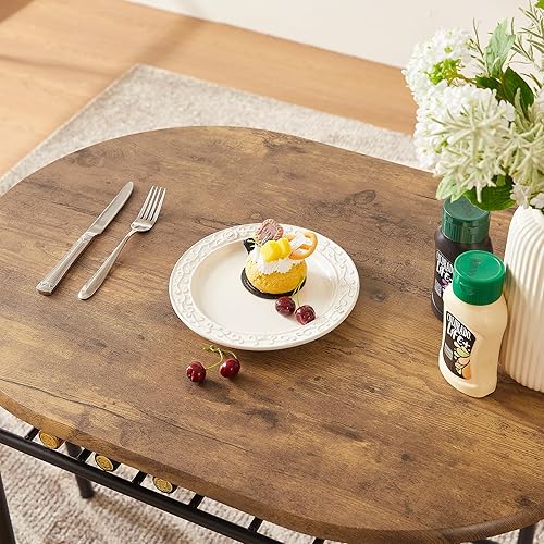 Miniatura 3 de VECELO Juego de mesa y silla redonda de madera de 3 piezas para comedor cocina bar desayuno con estante de almacenamiento de vino ahorro de espacio