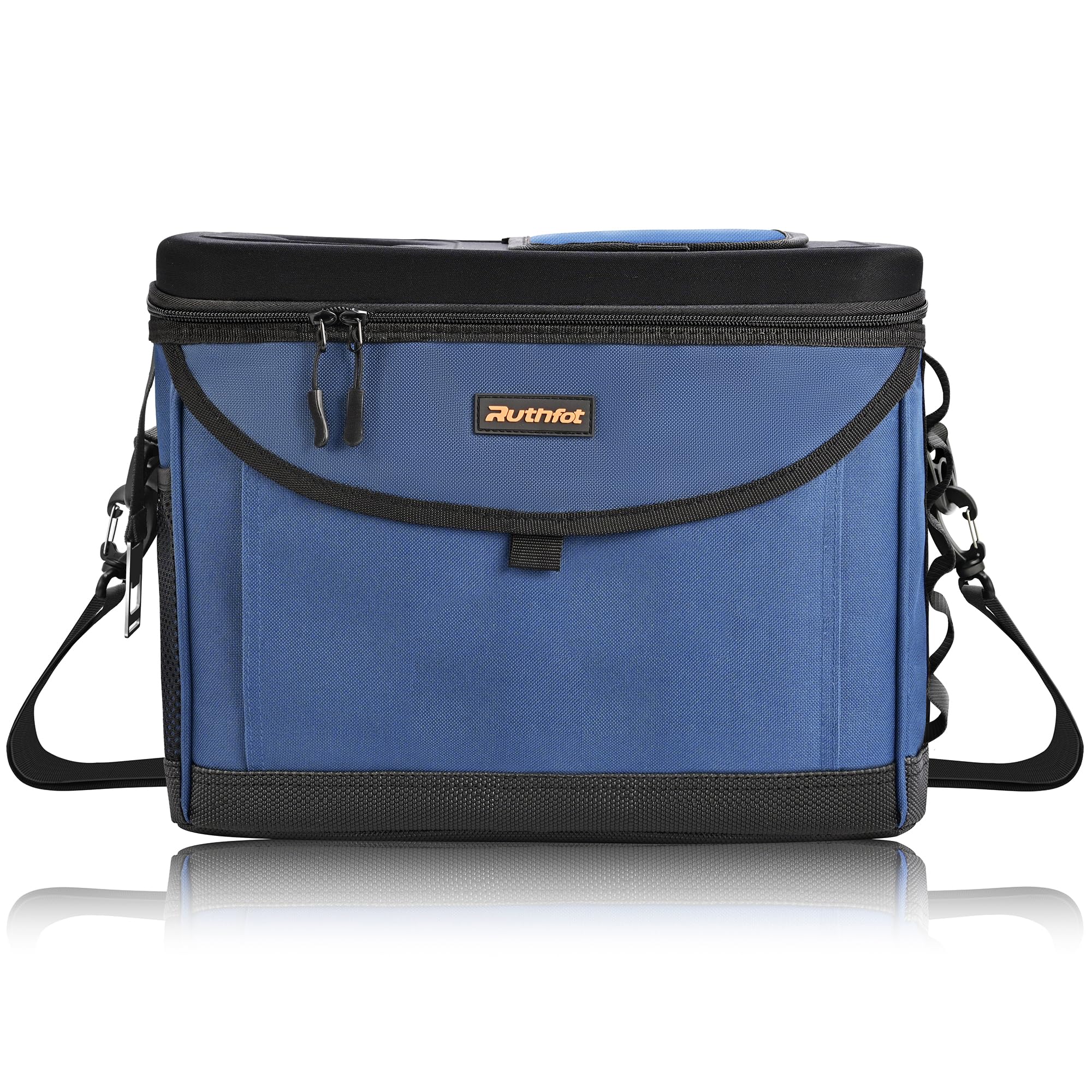 Ruthfot Double-Layer Insulated Cooler Foldable Lunch Box, Leakproof Cooler Bag for Men & Women, Shoulder Strap, Bottle Opener, for Beach, Camping, Car