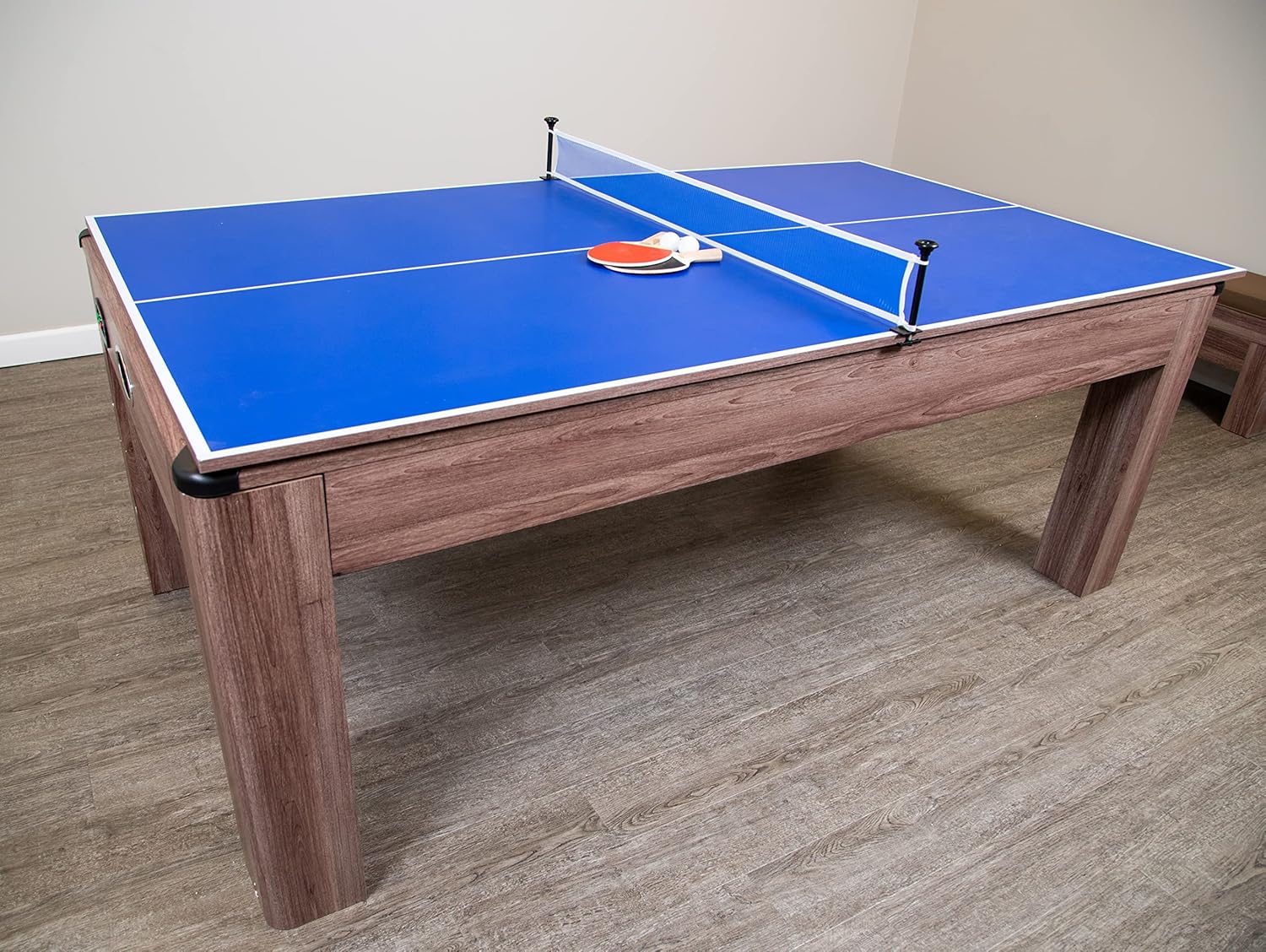 Hathaway Driftwood 7-ft Air Hockey Table Tennis Combination with Dining Top, Two Storage Benches, Free Accessories : Sports & Outdoors