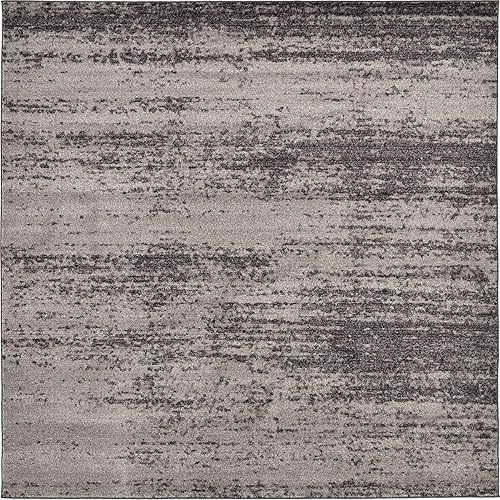 Miniatura 4 de Unique Loom Del Mar Collection - Alfombra Lucille (7 pies 10 pulgadas, cuadrada, gris oscuromarfil)