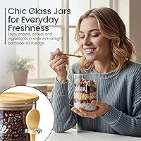 Vista 2 de Talented Kitchen Recipientes de vidrio para almacenamiento de alimentos con tapas, paquete de 4 unidades de vidrio de 17 onzas, tarros de cocina