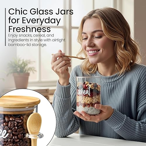 Miniatura 2 de Talented Kitchen Recipientes de vidrio para almacenamiento de alimentos con tapas, paquete de 4 unidades de vidrio de 17 onzas, tarros de cocina