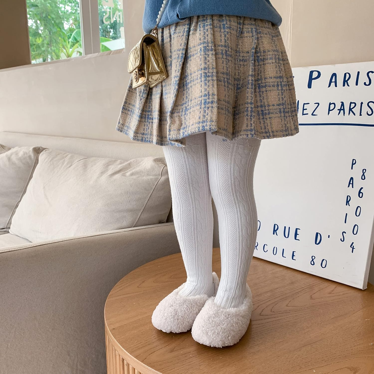 Looching 5 Pack Baby Girls Cable Knit Tights Toddler Kids Cotton Leggings Stocking Pants Footed Pantyhose for 1-8 Years - Image 6