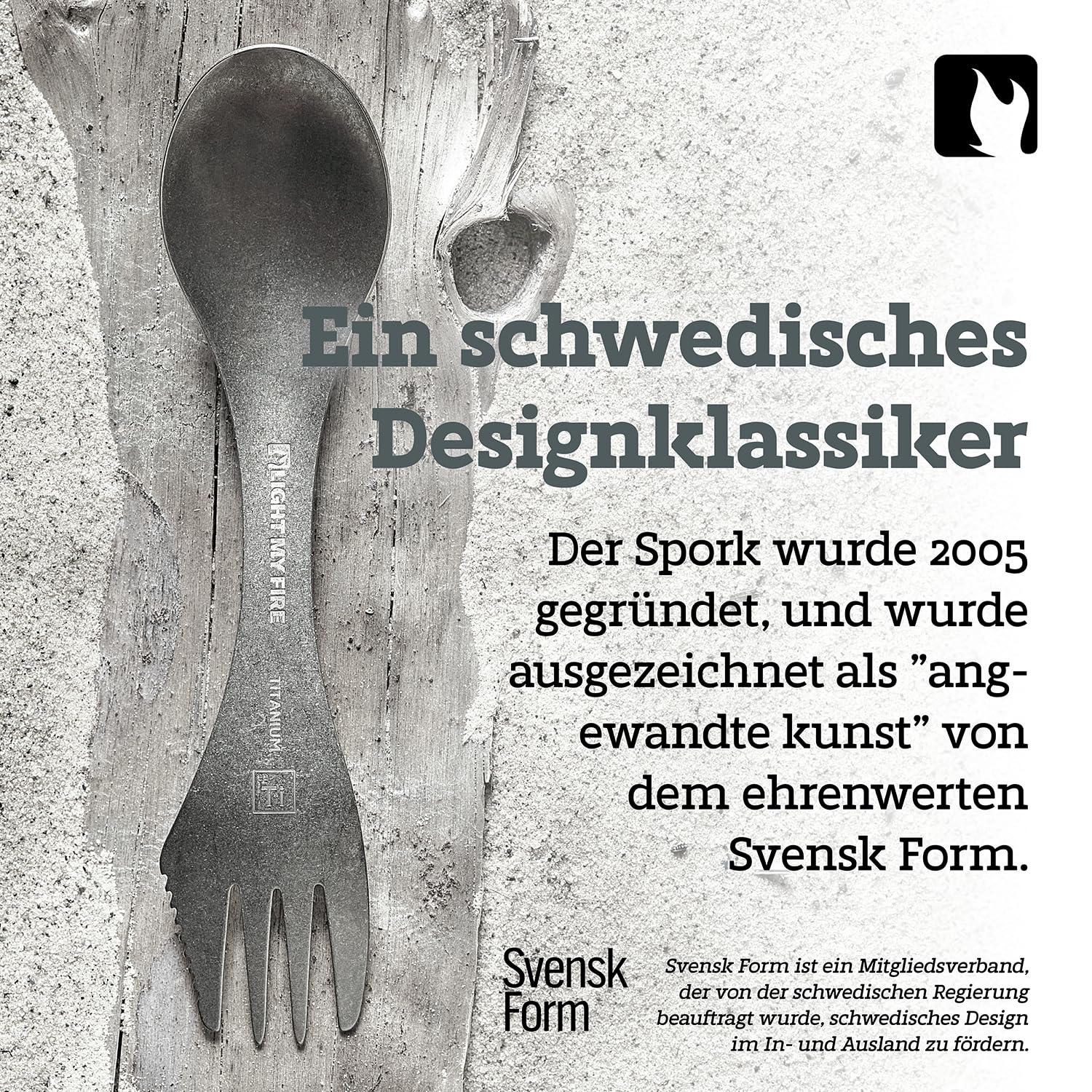 Light My Fire Göffel Titan Spork, ultraleichtes Titan Besteck, 3-in-1 Campingbesteck mit Löffel Gabel Messer, Outdoor Besteck für unterwegs, Löffel To Go - Robustes Reisebesteck aus Schweden