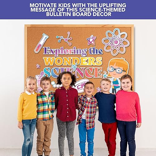 Miniatura 5 de Decorably 32 piezas de decoración para aulas de ciencias  Juegos de tablones de anuncios de ciencia para aulas, decoración de aula de ciencias,
