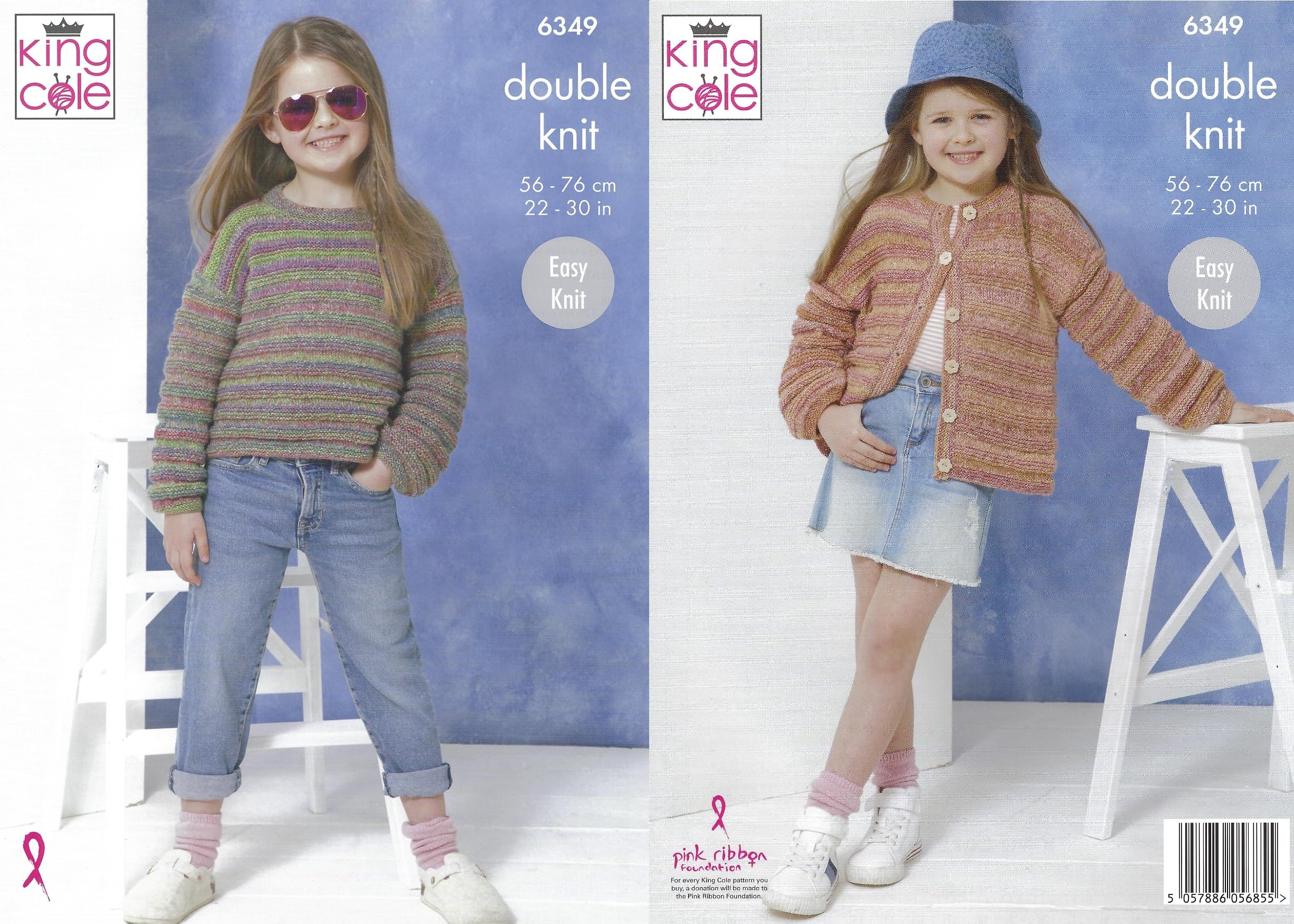 King Cole Girls Knitting Pattern Double Knit Kids Cardigan & Sweater (6349)