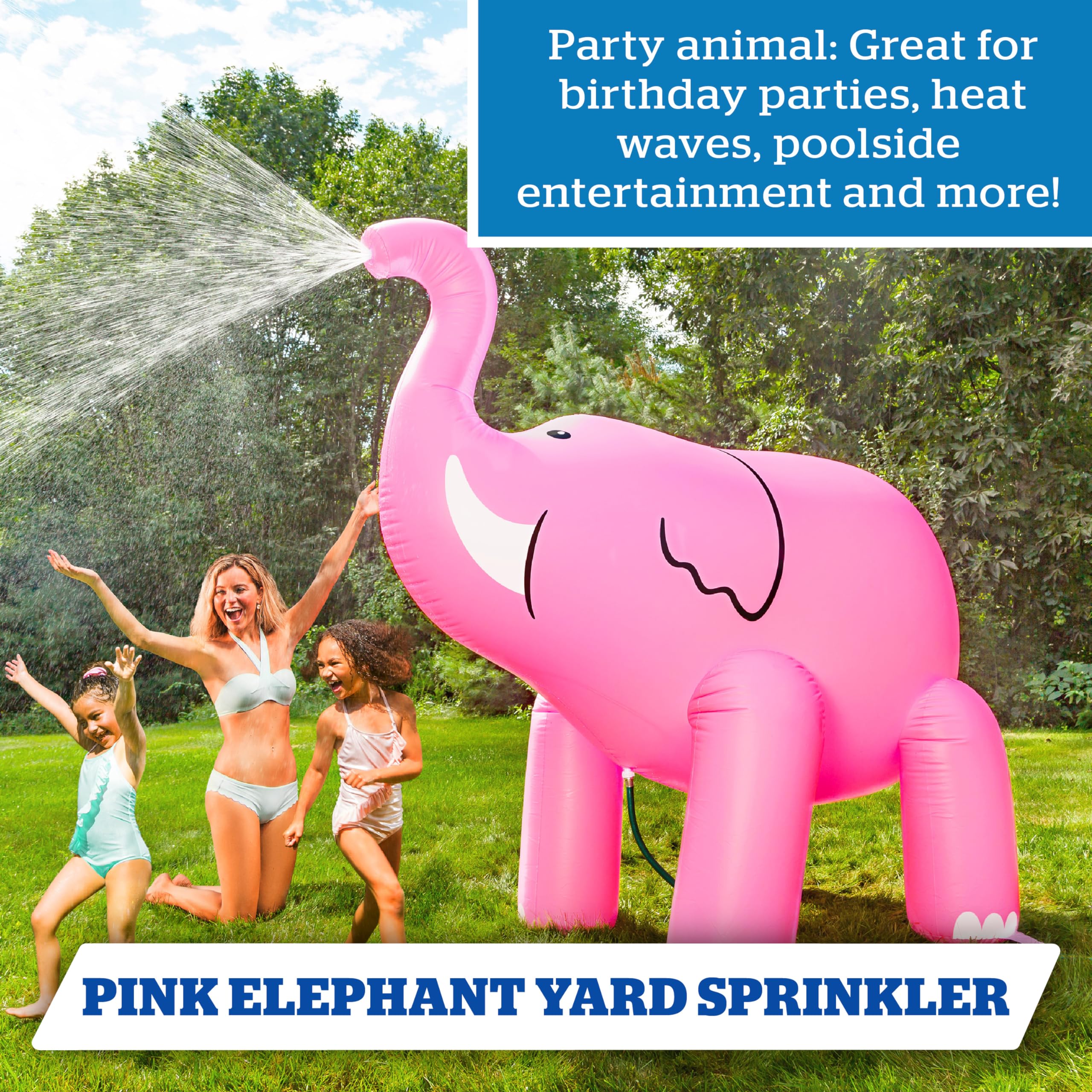 BigMouth Inc. Giant Pink Elephant Inflatable Kids Yard Sprinkler - Inflatable Sprinkler, Easy to Clean, Inflate/Deflate, Transport, and Store