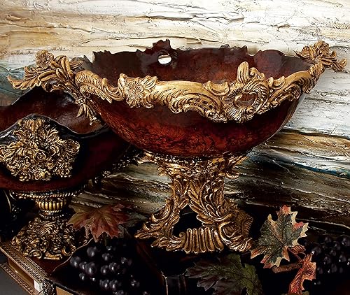 Miniatura 2 de Deco 79 Polystone - Cuenco decorativo decorativo de hojas de piedra intrincadamente tallada en arabesco, caja de recuerdo decorativa de 19 x 14 x 11