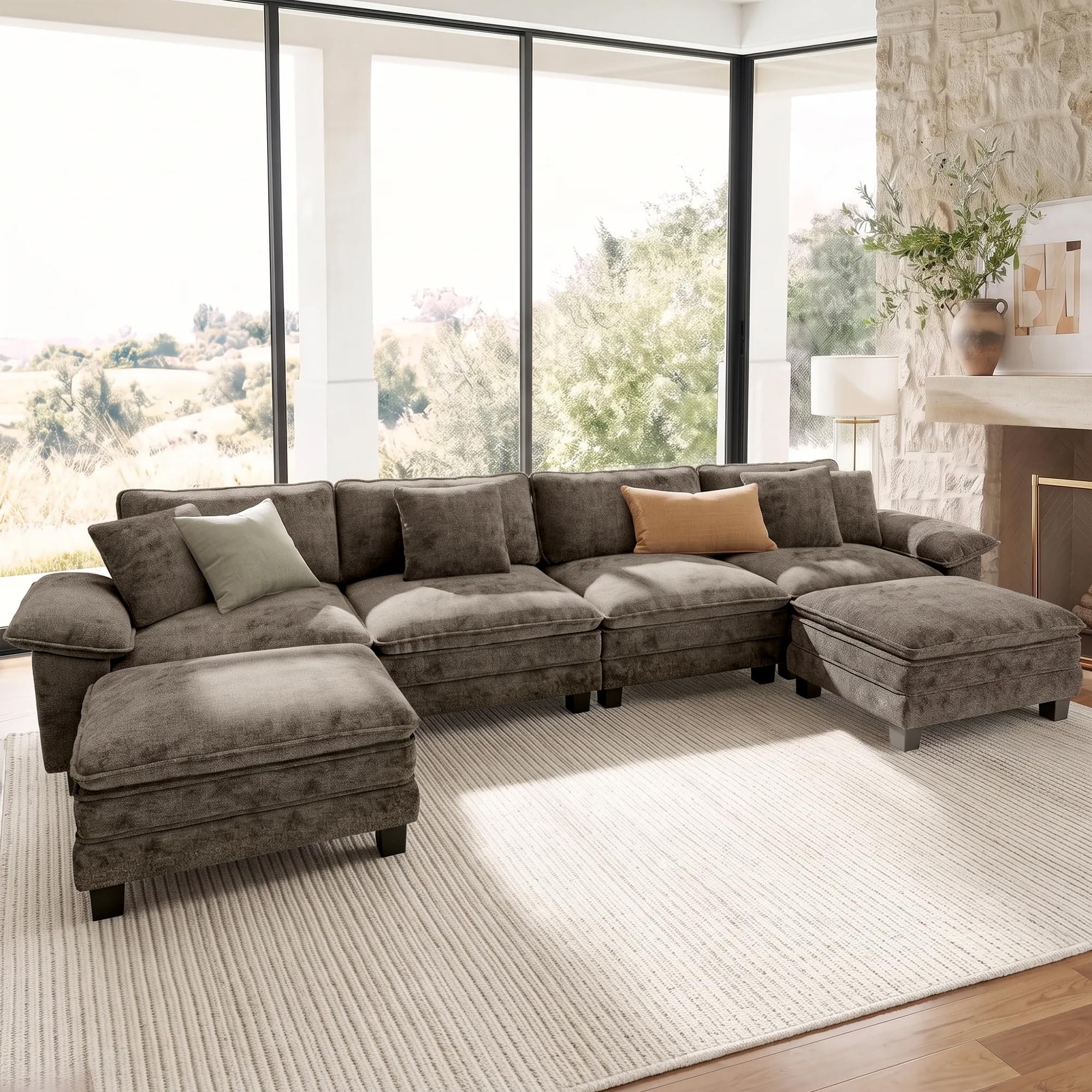 SUNSHINE VALLEY 157.5 inch U Shaped Modular Cloud Couch