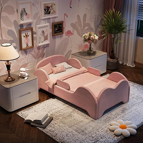 Miniatura 4 de Cama para niños, cama de inundación para niños pequeños con mayor seguridad, tamaño estándar para cuna, camas de tela certificada, diseño bajo al