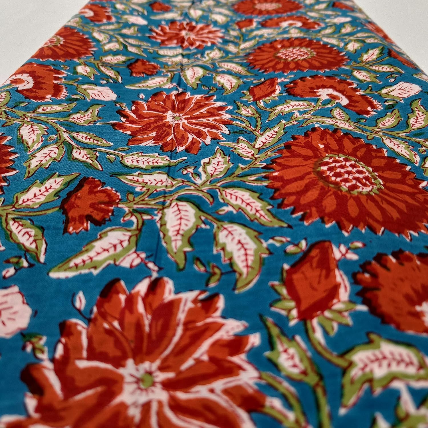Trade Star 100% Cotton Fabric By the Yard for 3 Yard Hand Block Printed Fabric Sewing Crafting Dressmaking Running Natural Dye Sanganeri Indian Floral Print Fabric of Width 44 Inches