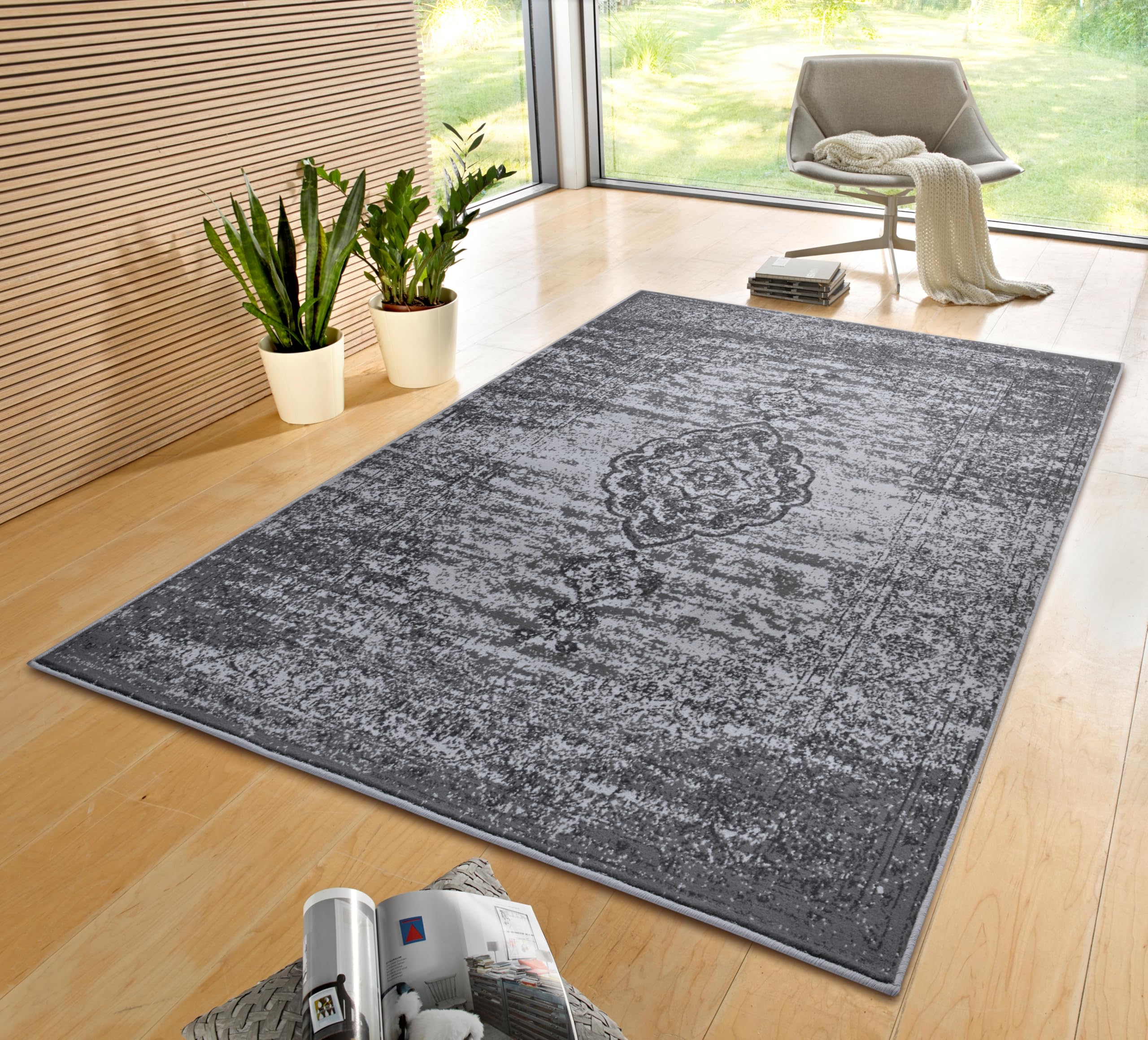 Rackhams Grey Velours Méridional Rug - Oriental Look - 80X150 Cm